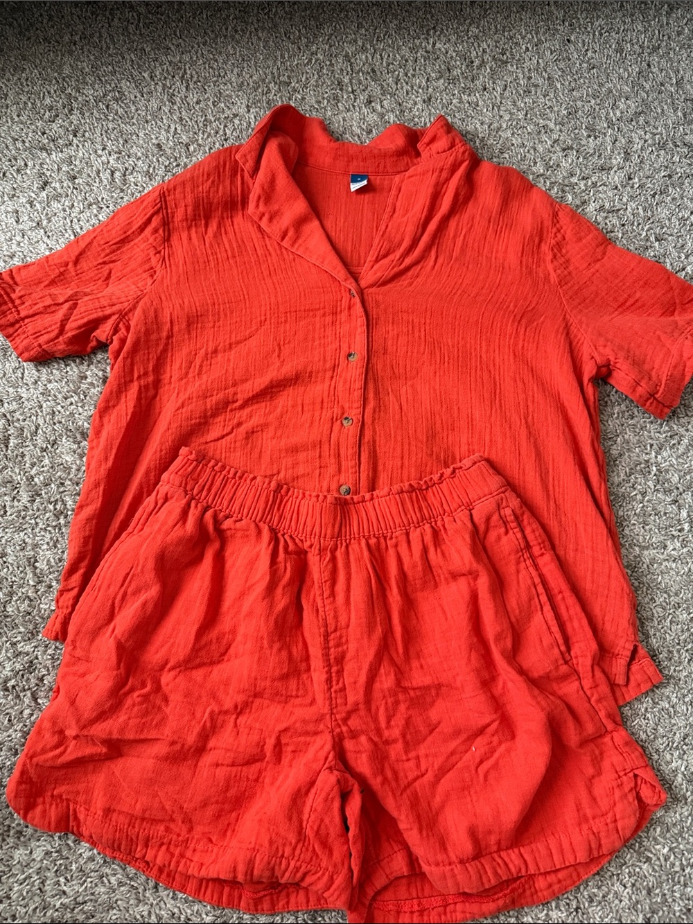 Old Navy Red Lightweight Button Front Top